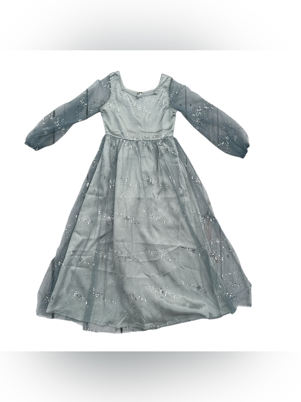 Joyfolie Layla Dress Girl Size 8 Seaglass Blue Silver Sequin Tulle Maxi Sparkle